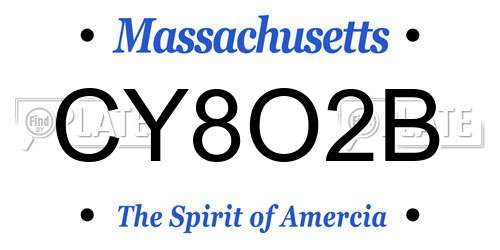 CY8O2B Massachusetts License Plate