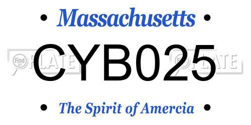 CYB025 Massachusetts License Plate