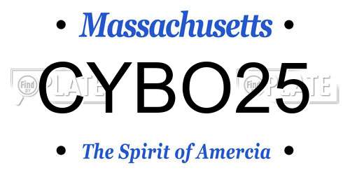 CYBO25 Massachusetts License Plate