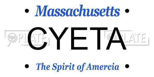 CYETA Massachusetts License Plate