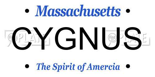 CYGNUS Massachusetts License Plate