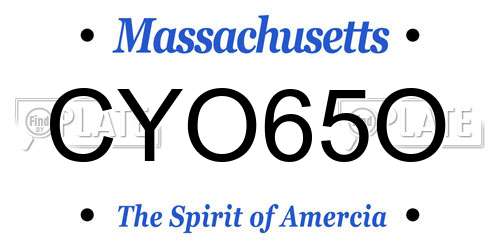 CYO65O Massachusetts License Plate