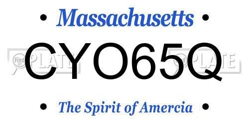 CYO65Q Massachusetts License Plate