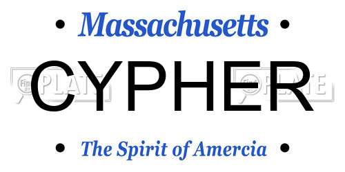 CYPHER Massachusetts License Plate