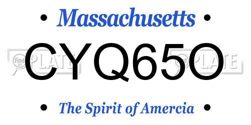CYQ65O Massachusetts License Plate