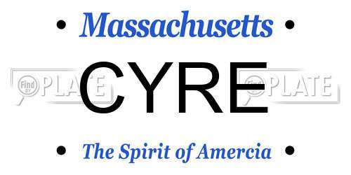 CYRE Massachusetts License Plate