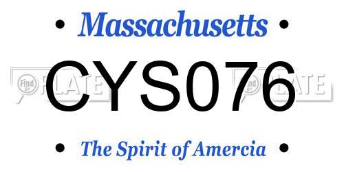 CYS076 Massachusetts License Plate