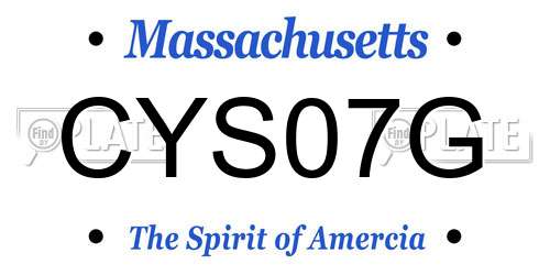 CYS07G Massachusetts License Plate