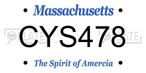 CYS478 Massachusetts License Plate