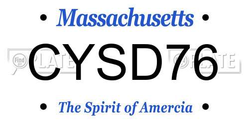 CYSD76 Massachusetts License Plate