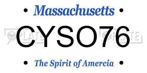 CYSO76 Massachusetts License Plate