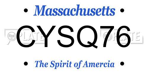 CYSQ76 Massachusetts License Plate