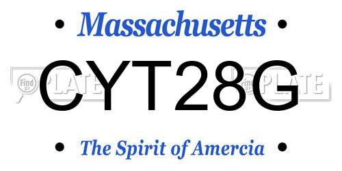 CYT28G Massachusetts License Plate