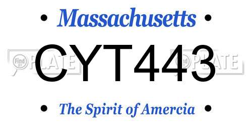 CYT443 Massachusetts License Plate