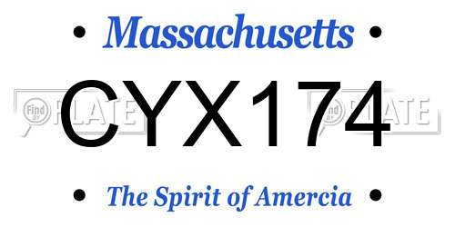 CYX174 Massachusetts License Plate