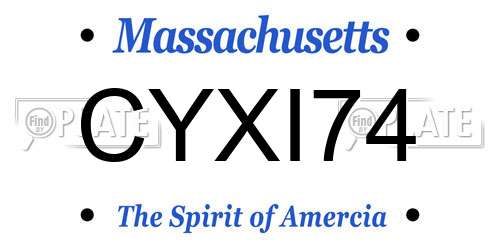 CYXI74 Massachusetts License Plate