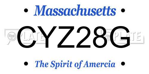 CYZ28G Massachusetts License Plate