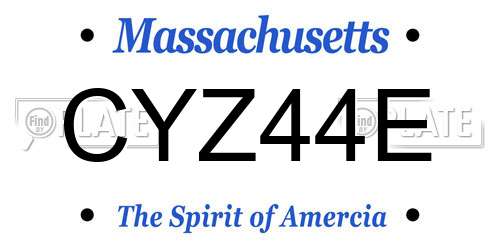 CYZ44E Massachusetts License Plate