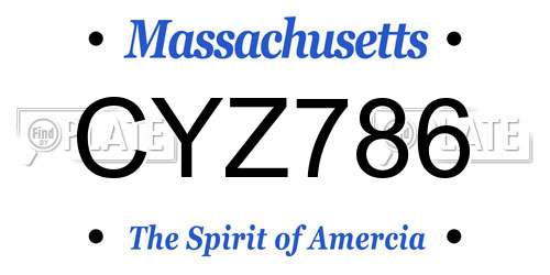 CYZ786 Massachusetts License Plate