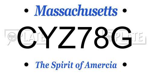CYZ78G Massachusetts License Plate