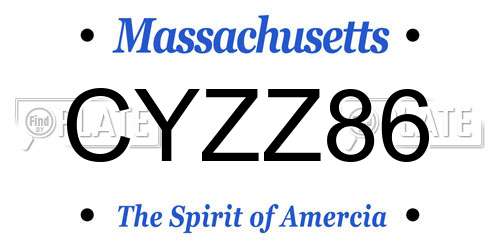 CYZZ86 Massachusetts License Plate