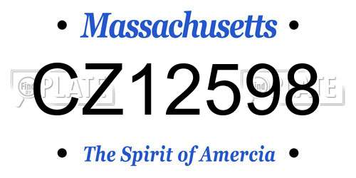 CZ12598 Massachusetts License Plate