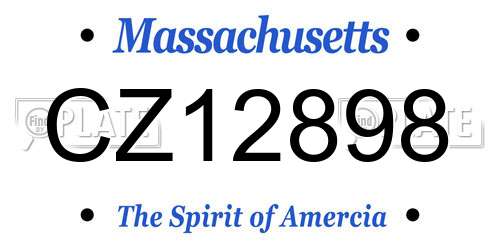 CZ12898 Massachusetts License Plate