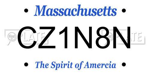 CZ1N8N Massachusetts License Plate
