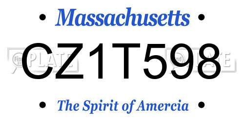 CZ1T598 Massachusetts License Plate