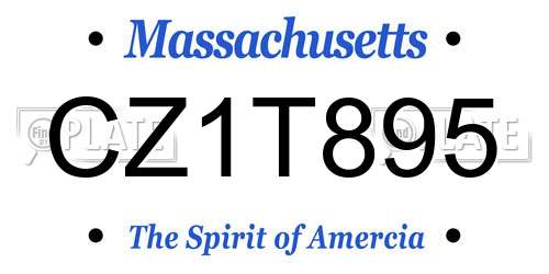 CZ1T895 Massachusetts License Plate