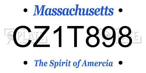 CZ1T898 Massachusetts License Plate