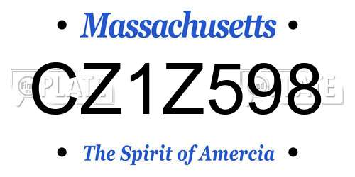 CZ1Z598 Massachusetts License Plate