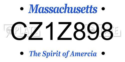 CZ1Z898 Massachusetts License Plate