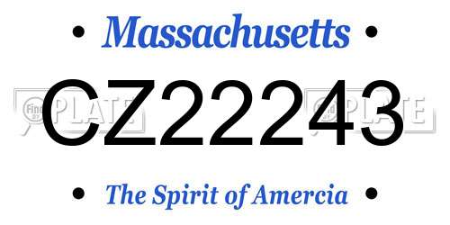 CZ22243 Massachusetts License Plate