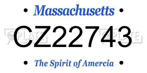 CZ22743 Massachusetts License Plate