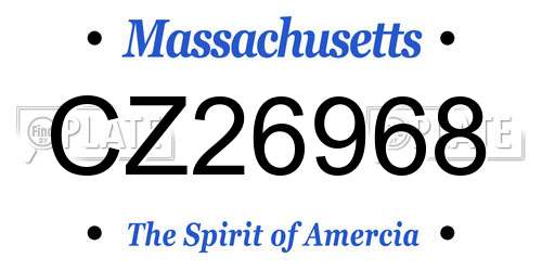 CZ26968 Massachusetts License Plate
