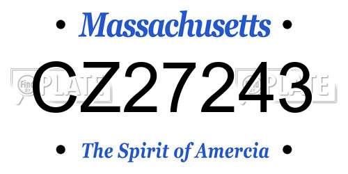 CZ27243 Massachusetts License Plate