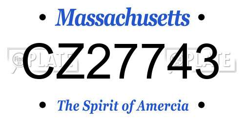 CZ27743 Massachusetts License Plate