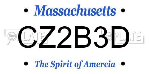 CZ2B3D Massachusetts License Plate