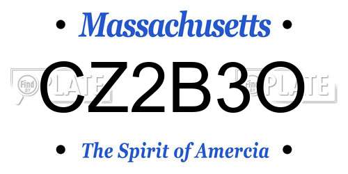 CZ2B3O Massachusetts License Plate