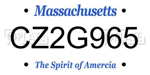 CZ2G965 Massachusetts License Plate