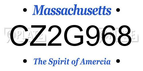 CZ2G968 Massachusetts License Plate