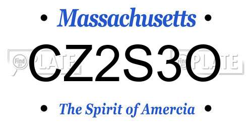 CZ2S3O Massachusetts License Plate