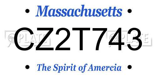 CZ2T743 Massachusetts License Plate