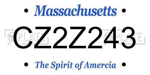 CZ2Z243 Massachusetts License Plate