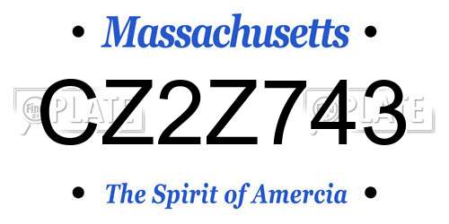 CZ2Z743 Massachusetts License Plate