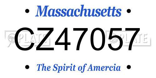 CZ47057 Massachusetts License Plate