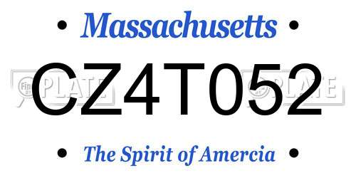 CZ4T052 Massachusetts License Plate