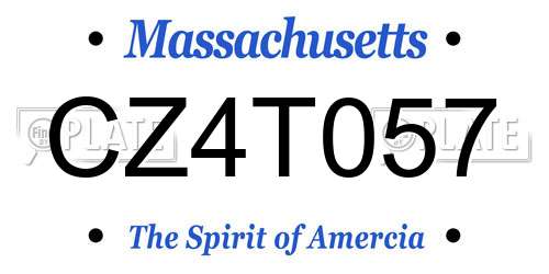 CZ4T057 Massachusetts License Plate