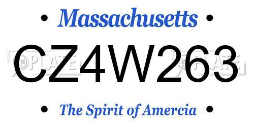 CZ4W263 Massachusetts License Plate